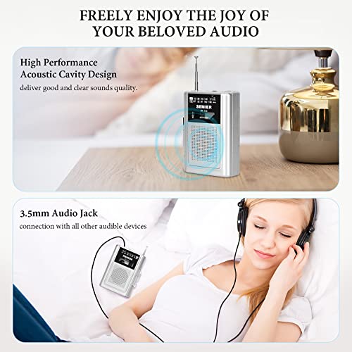 SEMIER Portable Cassette Player Recorder AM FM Radio Stereo -Compact Personal Walkman Cassette Tape Player/Recorder with Built in Speaker and Earphones -Silver