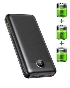 veektomx portable charger 30000mah power bank qc 3.0 fast charging and pd 20w external battery pack with 4 outputs & 2 inputs usb c portable phone charger for iphone samsung galaxy ipad tablet etc.