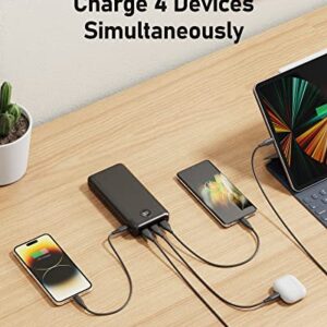 VEEKTOMX Portable Charger 30000mAh Power Bank QC 3.0 Fast Charging and PD 20W External Battery Pack with 4 Outputs & 2 Inputs USB C Portable Phone Charger for iPhone Samsung Galaxy iPad Tablet etc.