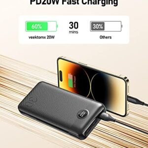 VEEKTOMX Portable Charger 30000mAh Power Bank QC 3.0 Fast Charging and PD 20W External Battery Pack with 4 Outputs & 2 Inputs USB C Portable Phone Charger for iPhone Samsung Galaxy iPad Tablet etc.