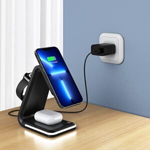 15W Fast Charging Wireless Charger, HATALKIN 3 in 1 Charging Station for Multiple Devices Apple Products, MagSafe Charger Stand for iPhone 14 13 12 Pro Max Mini iWatch 8 Ultra SE 7 6 5 4 AirPods