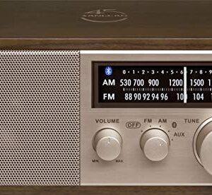 Sangean WR-16SE AM/FM/Bluetooth/Aux-in/USB Phone Charging 45th Anniversary Special Edition Wooden Cabinet Radio (Dark Walnut with Rose Gold)