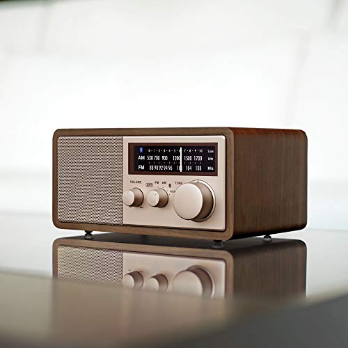 Sangean WR-16SE AM/FM/Bluetooth/Aux-in/USB Phone Charging 45th Anniversary Special Edition Wooden Cabinet Radio (Dark Walnut with Rose Gold)