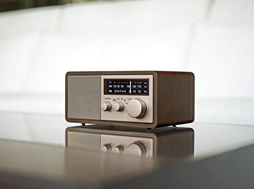 Sangean WR-16SE AM/FM/Bluetooth/Aux-in/USB Phone Charging 45th Anniversary Special Edition Wooden Cabinet Radio (Dark Walnut with Rose Gold)