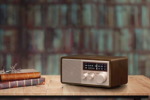 Sangean WR-16SE AM/FM/Bluetooth/Aux-in/USB Phone Charging 45th Anniversary Special Edition Wooden Cabinet Radio (Dark Walnut with Rose Gold)