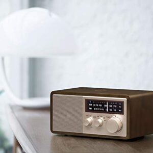 Sangean WR-16SE AM/FM/Bluetooth/Aux-in/USB Phone Charging 45th Anniversary Special Edition Wooden Cabinet Radio (Dark Walnut with Rose Gold)