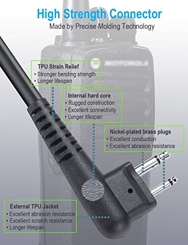 Speaker Mics with Reinforced Cable for Motorola Radios BPR40D BPR40 CP100D CP200D CP200 CP185 CLS1410 CLS1110 DLR1060 DTR700 RDU4100 RDU4160D RMU2040 RMU2080D CLS DTR RDU RMU,2 Pin Microphone-4 Pack