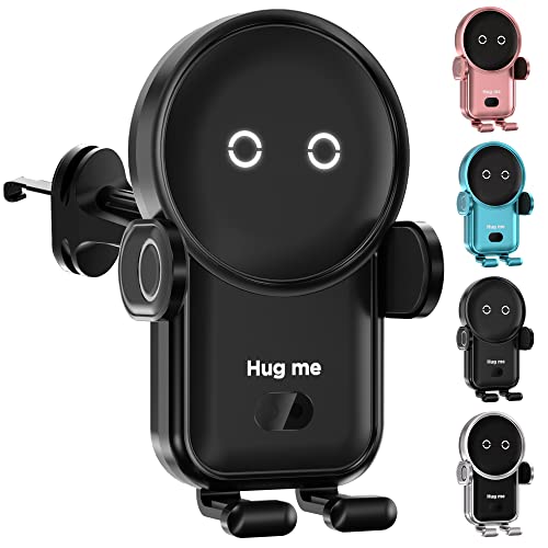 Wireless Car Charger, BENBOAR 15W Fast Charging Kharly Car Phone Holder, [Hug me] Astronaut Smart Sensor Auto-Clamping Phone Mount Car Air Vent Stand for iPhone Samsung Google LG etc Smartphones,Black