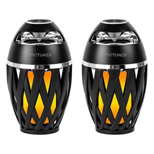 tikitunes portable bluetooth 5.0 indoor/outdoor wireless speakers, led torch atmospheric lighting effect, 5-watt audio usb speakers, 2000 mah battery for iphone/ipad/android (set of 2)