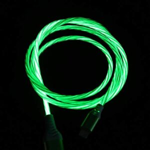 LED USB C Cable 2 Pack 6FT, Light Up Visible Flowing LED Type C Fast Charging Cable Compatible with Samsung Galaxy S21 S20 S10 Plus, Note 20 10 9, LG, Pixel and More (Blue&Green)