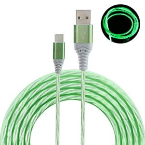 LED USB C Cable 2 Pack 6FT, Light Up Visible Flowing LED Type C Fast Charging Cable Compatible with Samsung Galaxy S21 S20 S10 Plus, Note 20 10 9, LG, Pixel and More (Blue&Green)