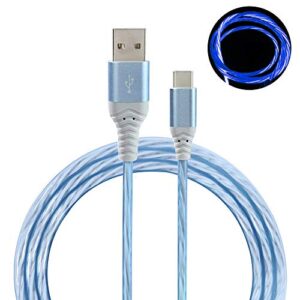 LED USB C Cable 2 Pack 6FT, Light Up Visible Flowing LED Type C Fast Charging Cable Compatible with Samsung Galaxy S21 S20 S10 Plus, Note 20 10 9, LG, Pixel and More (Blue&Green)