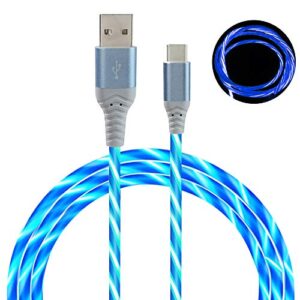 LED USB C Cable 2 Pack 6FT, Light Up Visible Flowing LED Type C Fast Charging Cable Compatible with Samsung Galaxy S21 S20 S10 Plus, Note 20 10 9, LG, Pixel and More (Blue&Green)