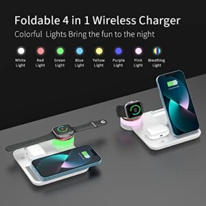 Wireless Charger, RUI MAI LAI 3 in 1 Foldable Fast Charging Station Compatible Apple Watch & AirPods, iPhone 13/12/11(Pro & Pro Max)/X/XS/XS, Qi-Enabled Android Phone(with QC3.0 Adapter)