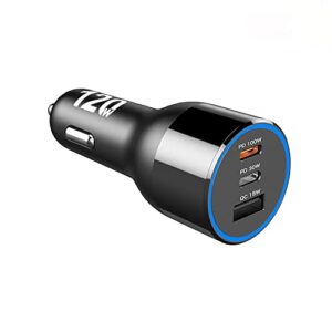 120w usb c macbook car charger, 3-port pd 100w&30w pps 45w qc3.0 18w super fast charger adapter for macbook pro air m1 laptop ipad pro iphone 14 13 12 pro max samsung s22 s21ultra note20