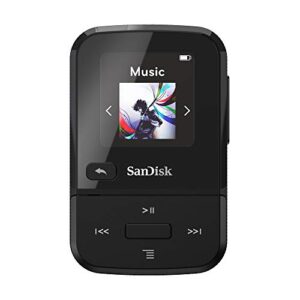 sandisk 32gb clip sport go mp3 player, black – led screen and fm radio – sdmx30-032g-g46k