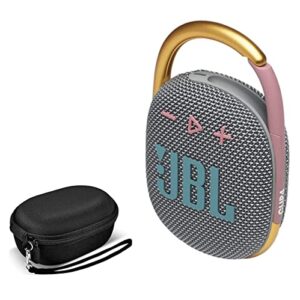 jbl clip 4 portable waterproof wireless bluetooth speaker bundle with premium carry case (grey)