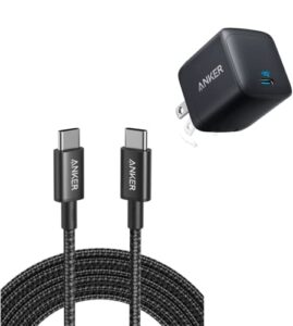 anker new nylon usb c to usb c cable 100w 10ft, usb 2.0 type c charging cable fast charge & 45w usb c super fast charger, 313 charger, ace foldable pps fast charger supports super fast charging