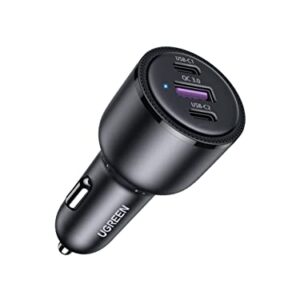 UGREEN 69W USB C Car Charger, PD 65W&PD 20W&SCP 22.5W/QC 18W Type C Car Charger Fast Charging, Car Charger Adapter Compatible with iPhone 14/13/12/11/iPad/Mac Book, Galaxy S23/S22/S21/S20/S10/Note 20