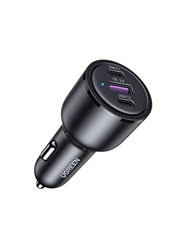 UGREEN 69W USB C Car Charger, PD 65W&PD 20W&SCP 22.5W/QC 18W Type C Car Charger Fast Charging, Car Charger Adapter Compatible with iPhone 14/13/12/11/iPad/Mac Book, Galaxy S23/S22/S21/S20/S10/Note 20