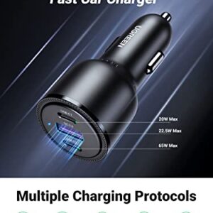 UGREEN 69W USB C Car Charger, PD 65W&PD 20W&SCP 22.5W/QC 18W Type C Car Charger Fast Charging, Car Charger Adapter Compatible with iPhone 14/13/12/11/iPad/Mac Book, Galaxy S23/S22/S21/S20/S10/Note 20