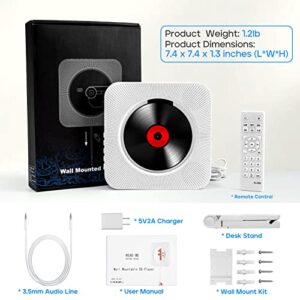 Wall CD Player,Upgraded(KC809),ROADOM CD Players for Home,Bluetooth Speakers & FM Radio with LCD Screen,Wall Mounted CD Player with IR Remote Control, Supports CD/Bluetooth/FM Radio/U Disk/SD Card/AUX