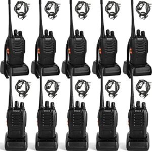 greaval walkie talkies 10 pack rechargeable two-way radios with earpiece 16 channel uhf radio for adults, li-ion battery and charger included, long range two way radio (pack of 10)