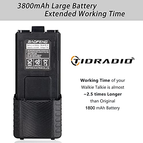 BaoFeng Radio High Power Ham Radio Handheld 144-148Mhz/420-450Mhz Upgraded BaoFeng UV-5R with Rechargeable 3800mAh Battery Walkie Talkie with TIDRADIO Programming Cable (2 Pack)