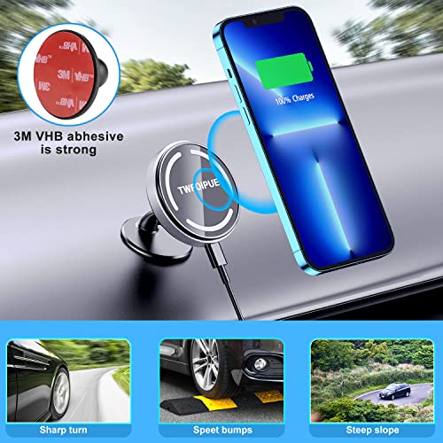 TWFOIPUE Magnetic Wireless Car Charger for Magsafe Mount iPhone 14, 13, 12, Pro, Pro Max, Mini Fast Charging Auto-Alignment Strong Magnet Air Vent Car Phone Holder