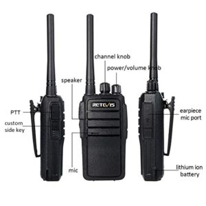 Retevis RT21 Long Range Walkie Talkies with Earpiece and Mic, Rugged Adults 2 Way Radio,Portable FRS Two-Way Radios(2 Pack) (DC Charging)