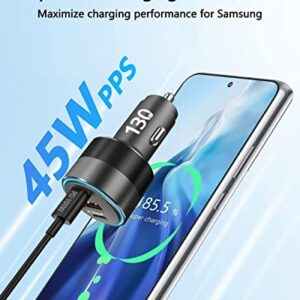 130W USB C Car Fast Charger,3-Port PD 100W PPS 45W QC3.0 30W Super Fast Charging Cigarette Lighter for MacBook Pro Air M1 Laptop iPhone 14 13 12 Pro Max Samsung S22 S21Ultra (with 100W USB C Cable)