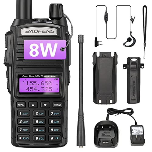 BaoFeng UV-82 Ham Radio Handheld 8W High Power Radio Dual Band Dual PTT Portable Two Way Radio with Dual PTT Full Kits