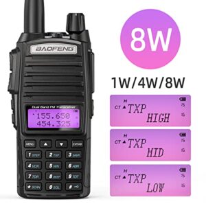 BaoFeng UV-82 Ham Radio Handheld 8W High Power Radio Dual Band Dual PTT Portable Two Way Radio with Dual PTT Full Kits