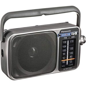 Panasonic Portable AM/FM Radio with Best Reception, Led Tuning Indicator, Compact Size + 4 AA Batteries