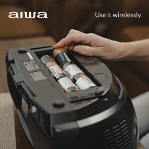 Aiwa Portable Boombox, Crystal Clear Sound with 3W x 2 Speakers and Bass Function, Featuring a 7" LCD Display, Bluetooth Connectivity, FM Radio, CD/DVD Player, Streaming on Roku and Amazon Firestick