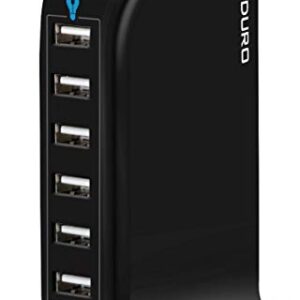 Aduro 40W 6-Port USB Desktop Charging Station Hub Wall Charger for iPhone iPad Tablets Smartphones with Smart Flow (Black)