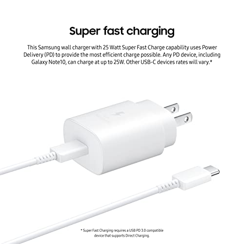 SAMSUNG 25W USB-C Super Fast Charging Wall Charger - White (US Version with Warranty)