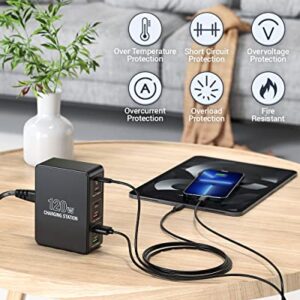 LMAIVE USB C Charging Station, 120W Multiport USB Charging Station, Multi USB Charger Station, Charging Station for Multiple Devices, USB Charging Hub Compatible with MacBook, Laptop, iPhone, iPad