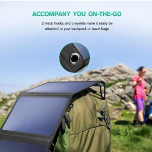 Nekteck 28W Solar Charger, Portable Solar Panel with 2 USB Port, IPX4 Waterproof Hiking Camping Gear Sunpowered Adapter Compatible with iPhone 12/11/11pro/Xs, iPad, Samsung Galaxy, Camera