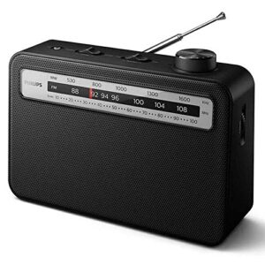 Philips AM FM Radio - Portable Radio 2000 Series with Speaker, AC Or Battery Operated Radio - Powered Radios Portable AM FM for Travel with 3.5mm Headphone Jack And Frequency Tuner, Telescopic Antenna