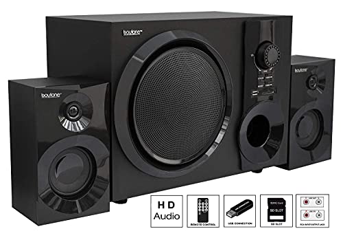 Boytone BT-225FB Wireless Bluetooth Stereo Audio Speaker with Powerful Sound, Bass System, Excellent Clear Sound & FM Radio, Remote Control, Aux-in Port, USB/SD/for Phone's, Laptops, Black, 60w