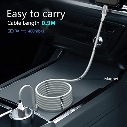 Magnetic Charging Cable,(3FT) Super Organized Charging Magnetic Absorption Nano Data Cable for Galaxy S21/S20 Ultra S10 S10E S9 Note 20 10 9 8 Pixel, LG V30 G6, Nintendo Switch, OnePlus 5 etc (3 ft)