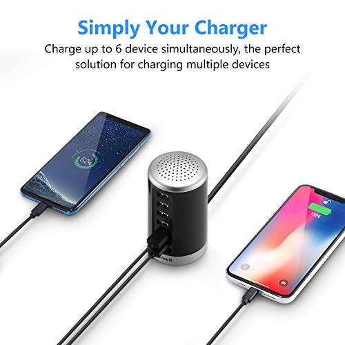 USB Wall Charger, Nexwell 30W 6-Port Desktop Charger USB Charging Station with Smart Identification Technology for iPhone, iPad, Android and Virtually All Other USB Enabled Devices