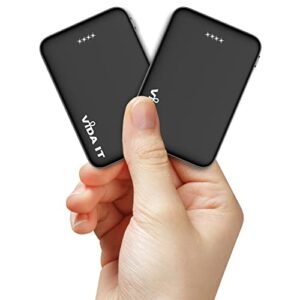vida it 2-pack small 5v 2a power bank for heated vest jacket coat scarf clothing dc pocket size battery pack 5000mah usb portable charger for iphone samsung android phone, mini rechargeable power pack