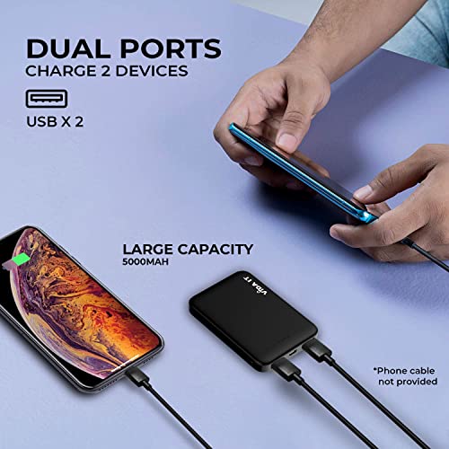 Vida IT 2-Pack Small 5V 2A Power Bank for Heated Vest Jacket Coat Scarf Clothing DC Pocket Size Battery Pack 5000mAh USB Portable Charger for iPhone Samsung Android Phone, Mini Rechargeable Power Pack