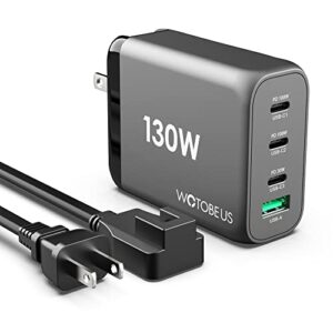 130w usb c gan wall charger wotobeus pd 100w pps45w super fast charging station type-c laptop qc4+ power adapter ac cable multiple ports for iphone 14 13 ipad macbook samsung s23 pixel leveno hp dell