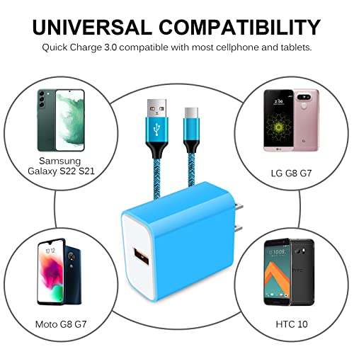 Samsung Phone Android Charger Fast Charging for Samsung Galaxy A13 5G/A03s/A04s/S23/S22 Ultra/S21 FE/S20/S10/S9/A11/A12/A32/A53/A23 5G,USB Type C Charger Power Block Wall Adapter with USB C Cable 6FT