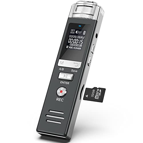 48GB Digital Voice Recorder, HoTiyan Digital Recorder with Playback, Voice Activated Recorder Portable Audio Recording Device with microSD Expansion, Tape Recorder with Password for Meeting/Lectures