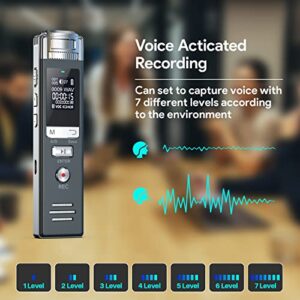 48GB Digital Voice Recorder, HoTiyan Digital Recorder with Playback, Voice Activated Recorder Portable Audio Recording Device with microSD Expansion, Tape Recorder with Password for Meeting/Lectures