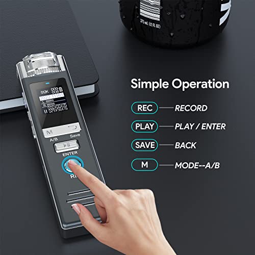 48GB Digital Voice Recorder, HoTiyan Digital Recorder with Playback, Voice Activated Recorder Portable Audio Recording Device with microSD Expansion, Tape Recorder with Password for Meeting/Lectures